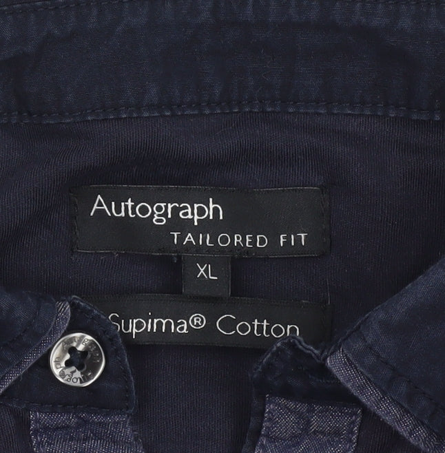 Marks and Spencer Men's Blue Short Sleeve Polo XL