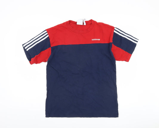 Adidas Men's Red/Blue Colourblock Sports T-Shirt