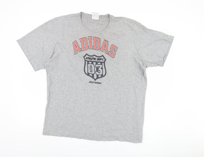 Adidas Men's Grey Graphic Print T-Shirt, XL, Sports Style