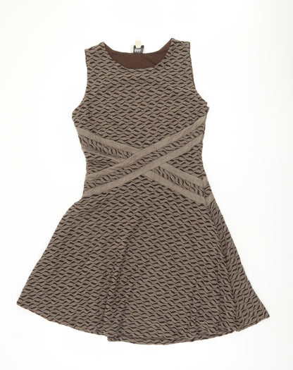 ECI New York Brown Women's Sleeveless A-Line Dress Size 14