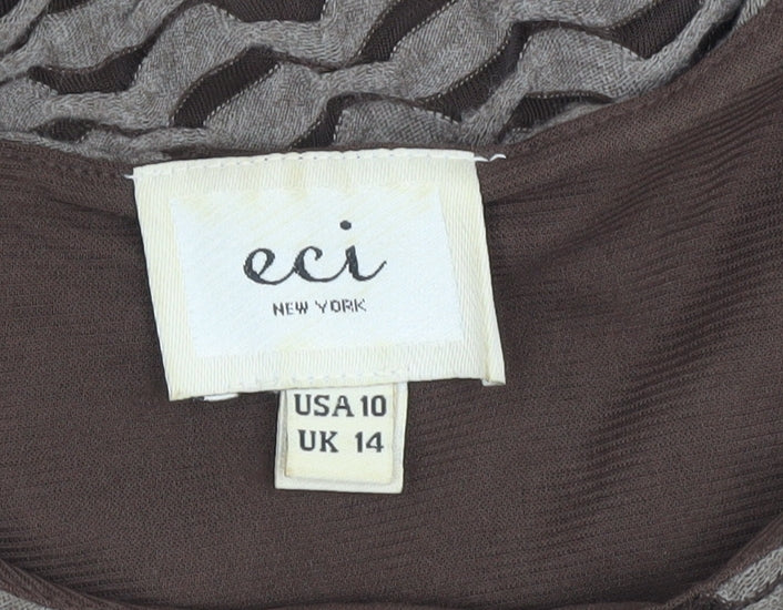 ECI New York Brown Women's Sleeveless A-Line Dress Size 14
