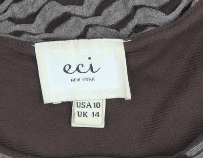 ECI New York Brown Women's Sleeveless A-Line Dress Size 14