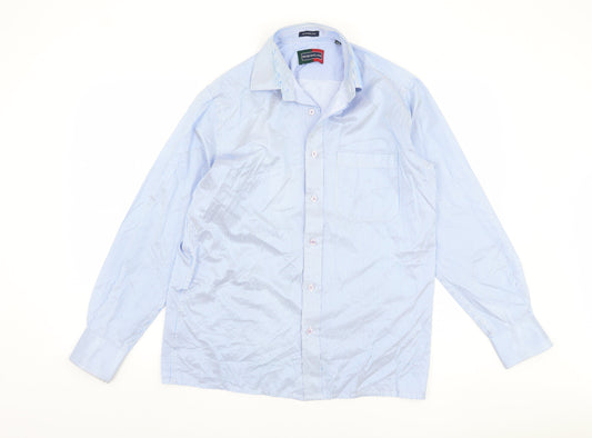 Mens UK Collar Size 15 Peter England Smart Blue  Dress Shirt