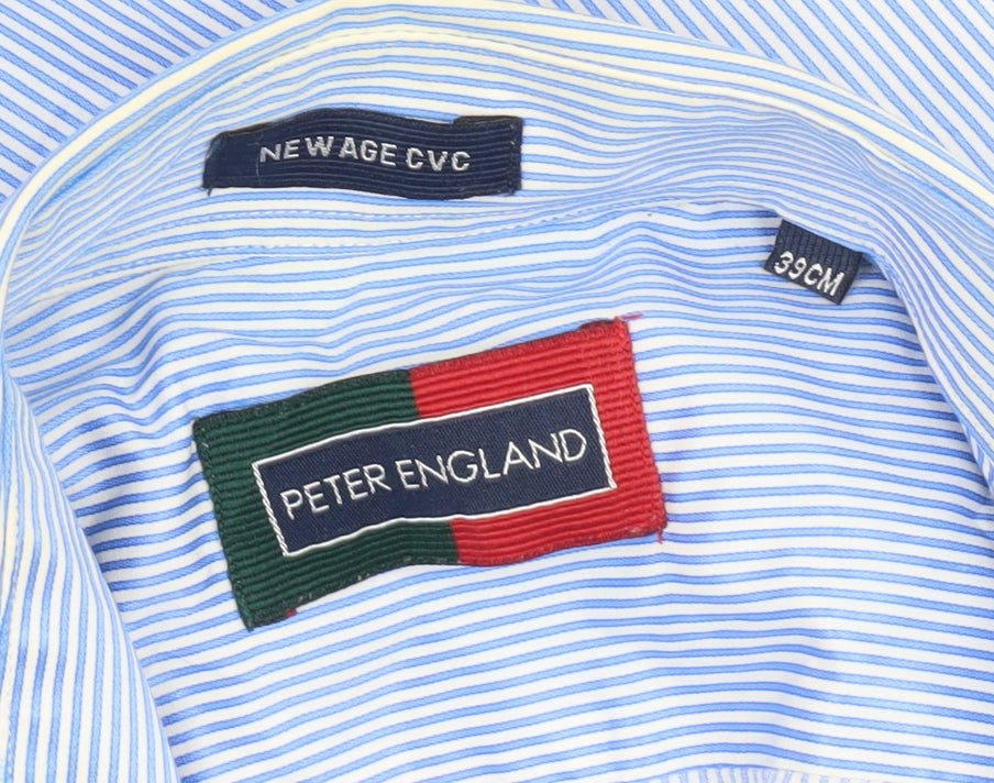 Mens UK Collar Size 15 Peter England Smart Blue  Dress Shirt