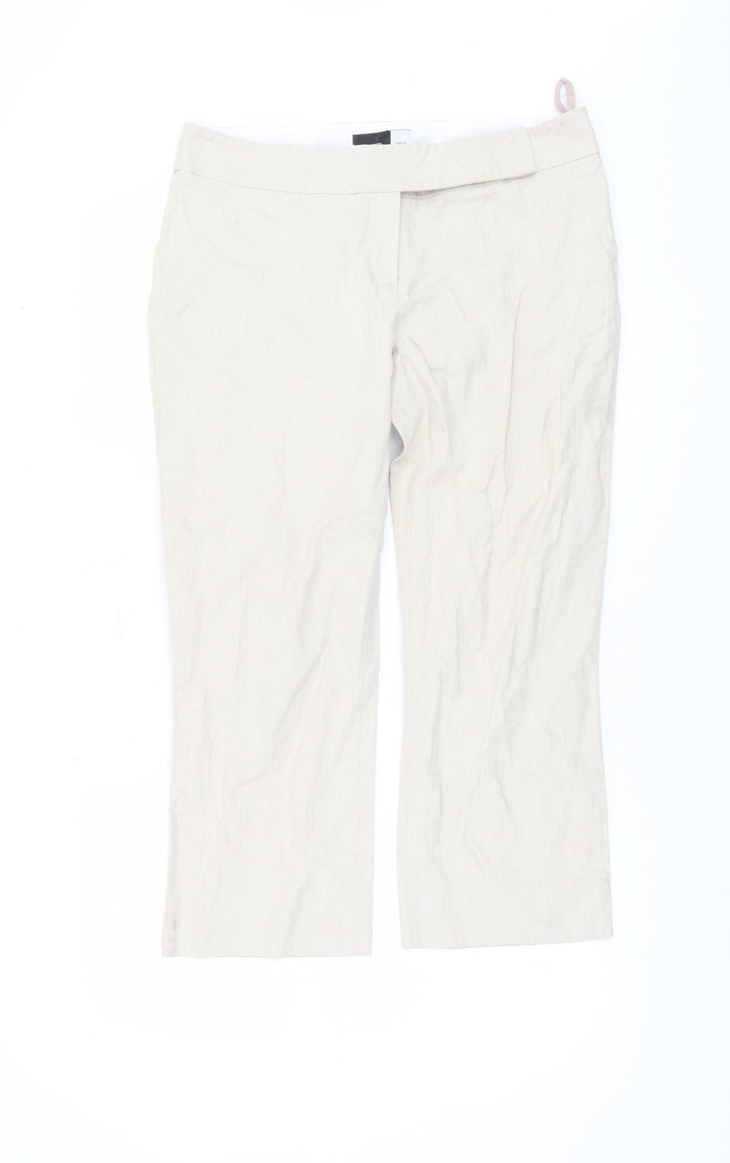 Ipekyol Women's Beige Trousers Size 12 Casual Cotton Linen