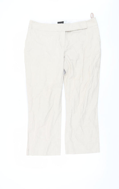 Ipekyol Women's Beige Trousers Size 12 Casual Cotton Linen