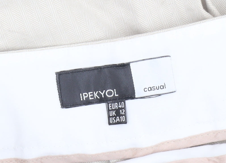 Ipekyol Women's Beige Trousers Size 12 Casual Cotton Linen