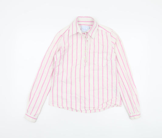Crew Clothing Women's Pink Striped Button-Up Shirt 8