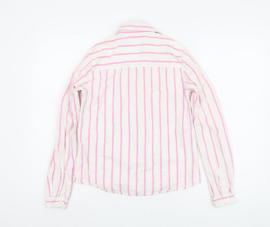 Crew Clothing Women's Pink Striped Button-Up Shirt 8