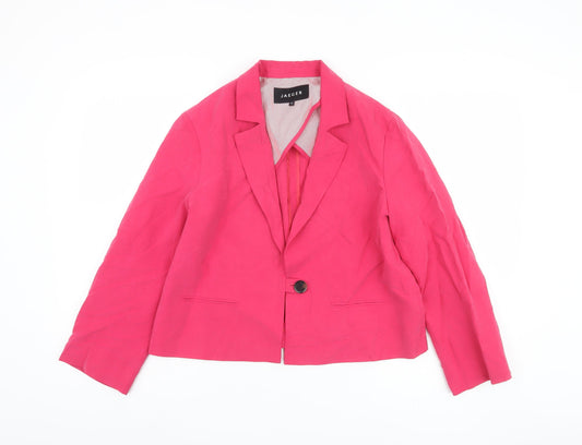 Jaeger Women's Pink Blazer, UK 12, Silk & Linen Blend