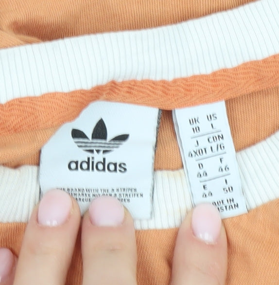 Womens UK Size 10 adidas Orange Ringer T-Shirt