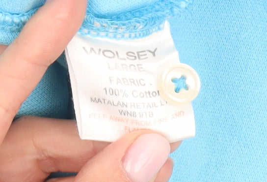 Wolsey Men's Blue Cotton Polo Shirt Large L