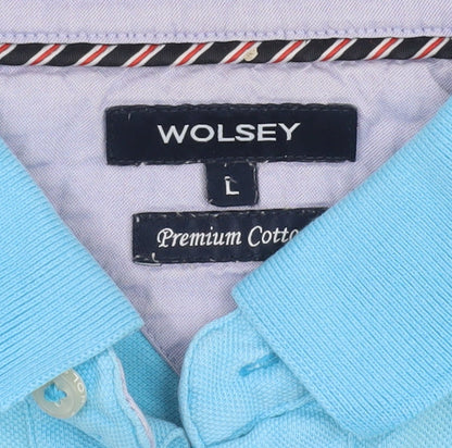 Wolsey Men's Blue Cotton Polo Shirt Large L
