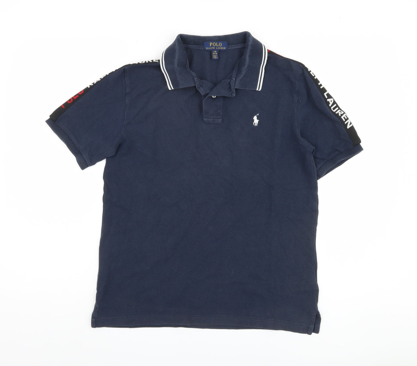Ralph Lauren Boys Blue Polo Shirt, Size M, Short Sleeve