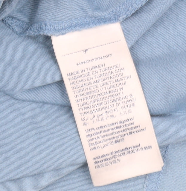 Tommy Hilfiger Men's Blue T-Shirt, S, Cotton, Logo, Casual
