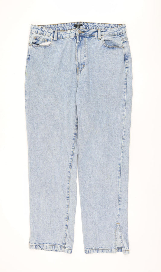 Boohoo Women's Blue Denim Jeans Size 16 Light Wash