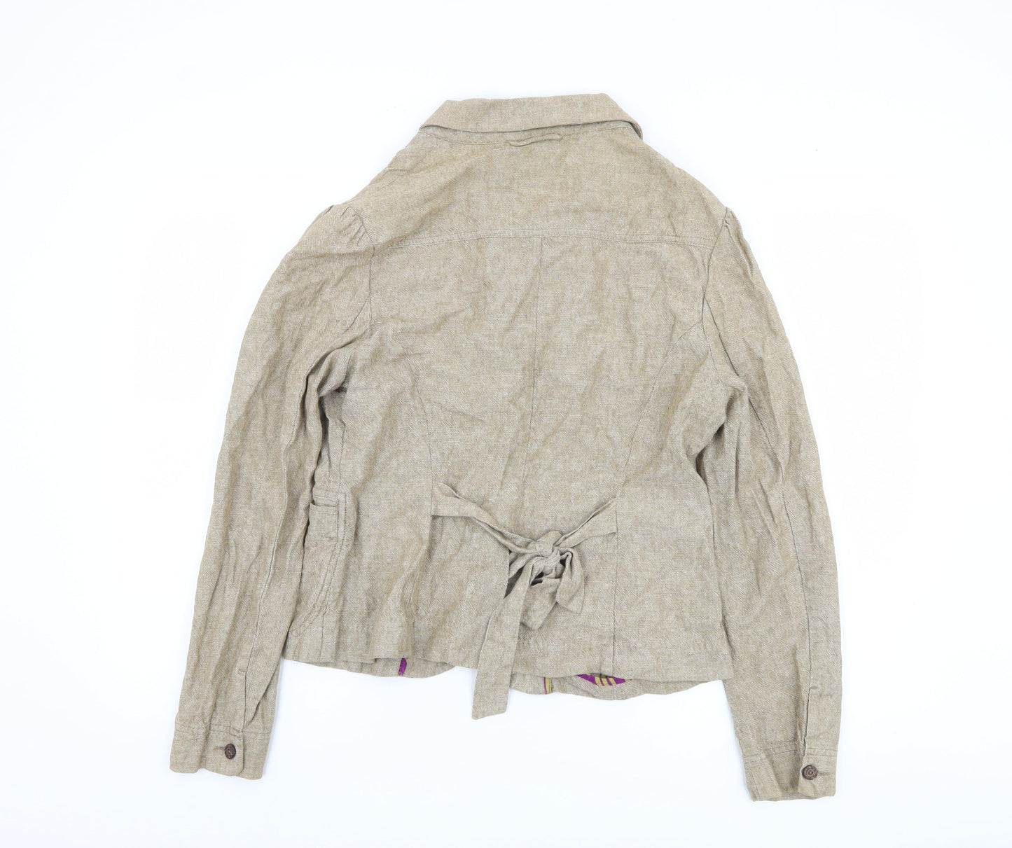 Next Women Beige Blazer, Size 14, Linen-Blend, Casual