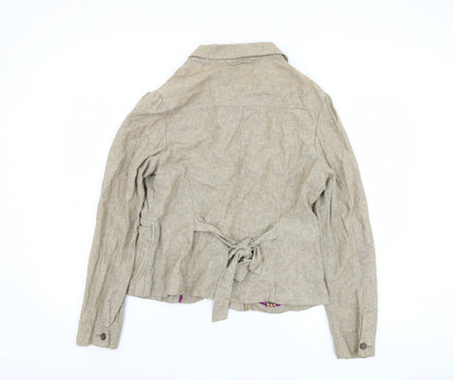 Next Women Beige Blazer, Size 14, Linen-Blend, Casual