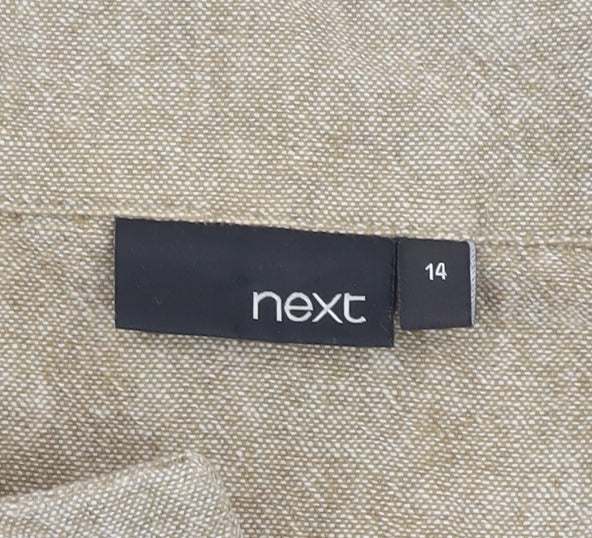 Next Women Beige Blazer, Size 14, Linen-Blend, Casual