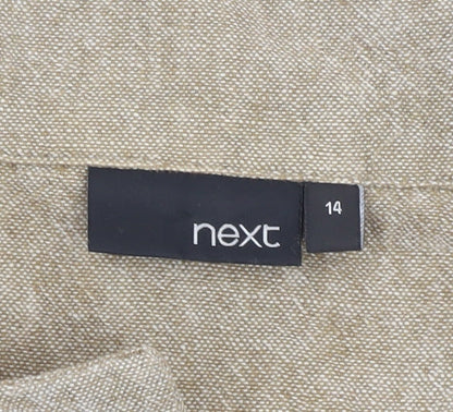 Next Women Beige Blazer, Size 14, Linen-Blend, Casual