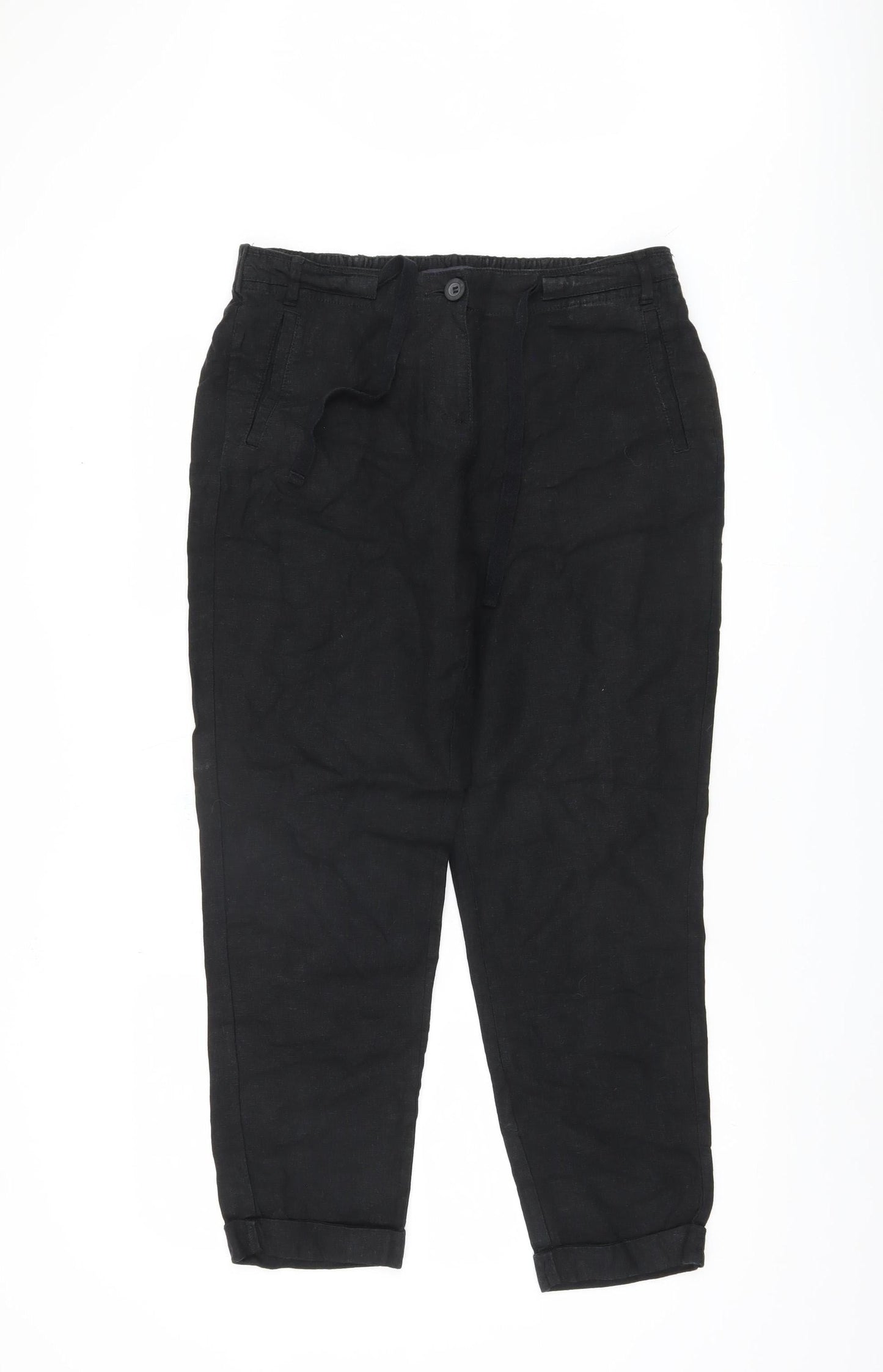 Womens UK Size M Marks and Spencer Regular Fit Casual Workwear Black Trousers