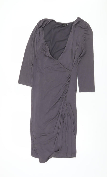 Bodyflirt Women Grey Ruched V-Neck Dress Size 8