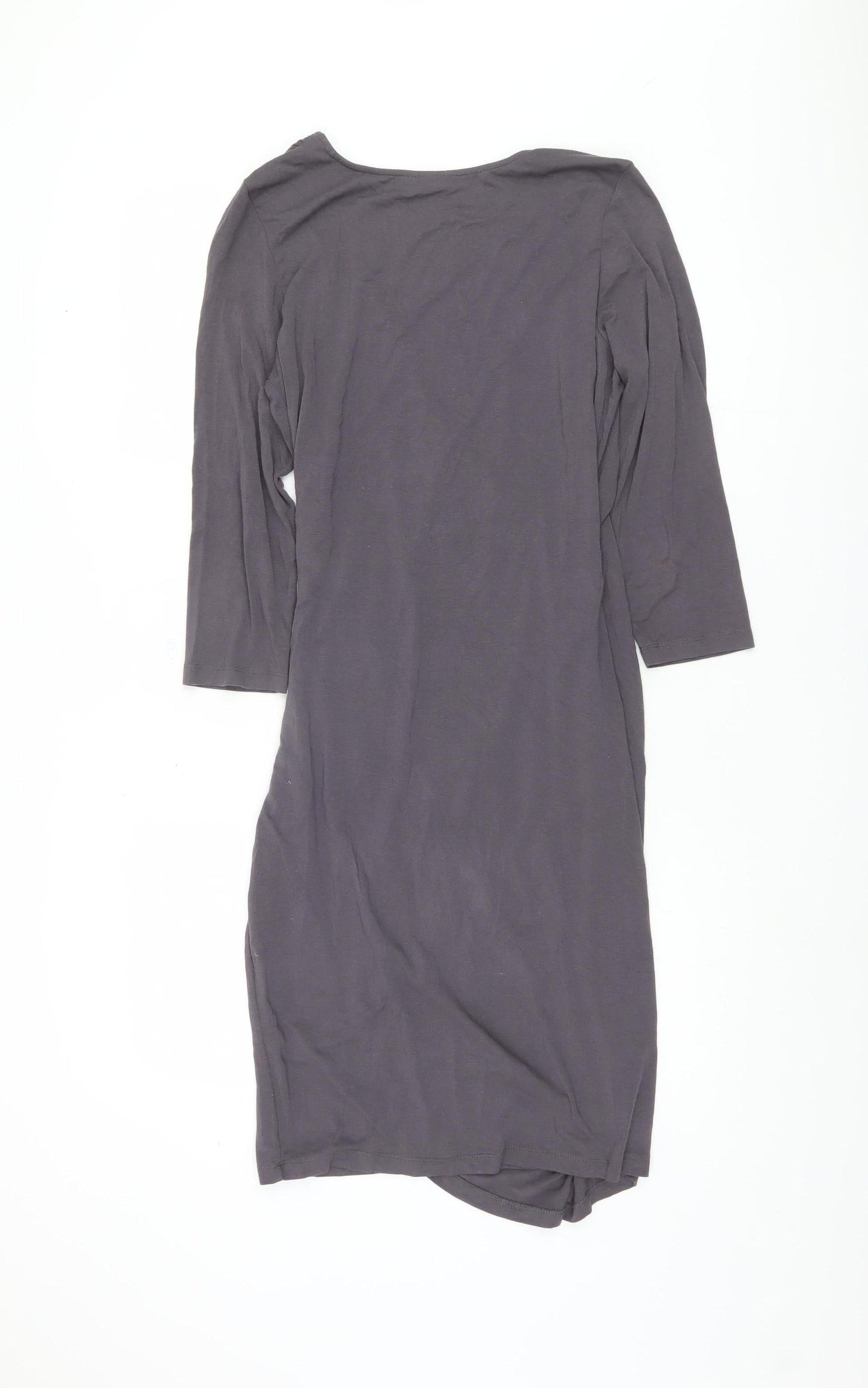 Bodyflirt Women Grey Ruched V-Neck Dress Size 8