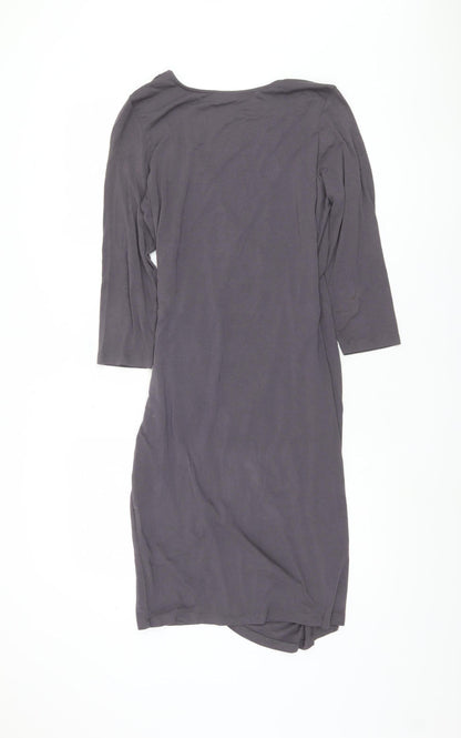 Bodyflirt Women Grey Ruched V-Neck Dress Size 8