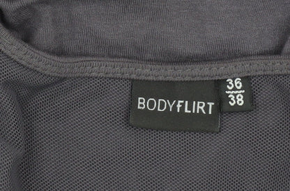 Bodyflirt Women Grey Ruched V-Neck Dress Size 8