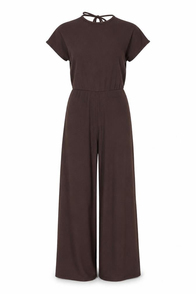 Womens UK Size 8 Boohoo One-Piece Brown Jumpsuit
