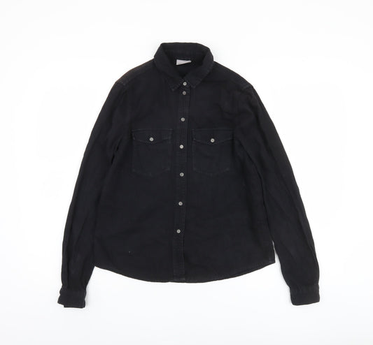 Noisy May Women's Black XS Long Sleeve Button-Up Shirt