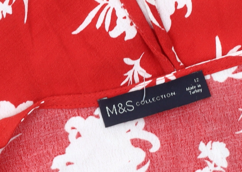 Marks and Spencer Women's Red Floral Dress Size 12