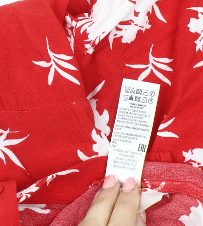 Marks and Spencer Women's Red Floral Dress Size 12