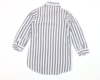 H. Potter Women's Grey Striped Nightshirt - Size 10-12