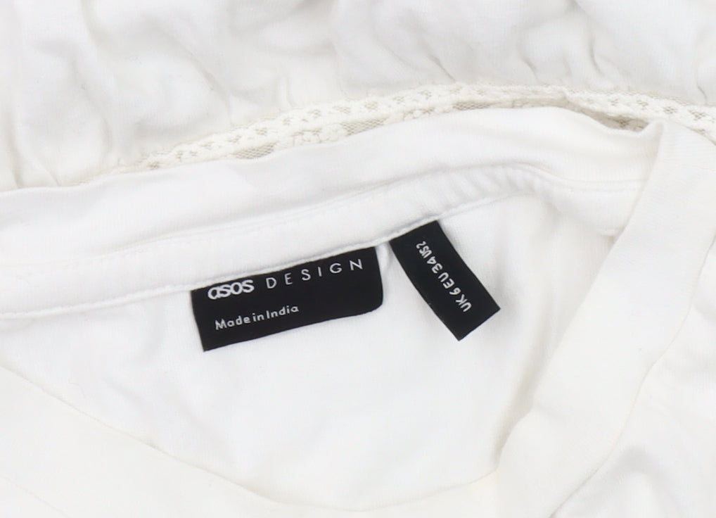 Womens UK Size 6 ASOS DESIGN White Tunic Blouse