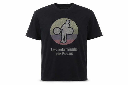 HG Men's Black Sports Graphic T-Shirt, Size L, Cotton Crew Neck