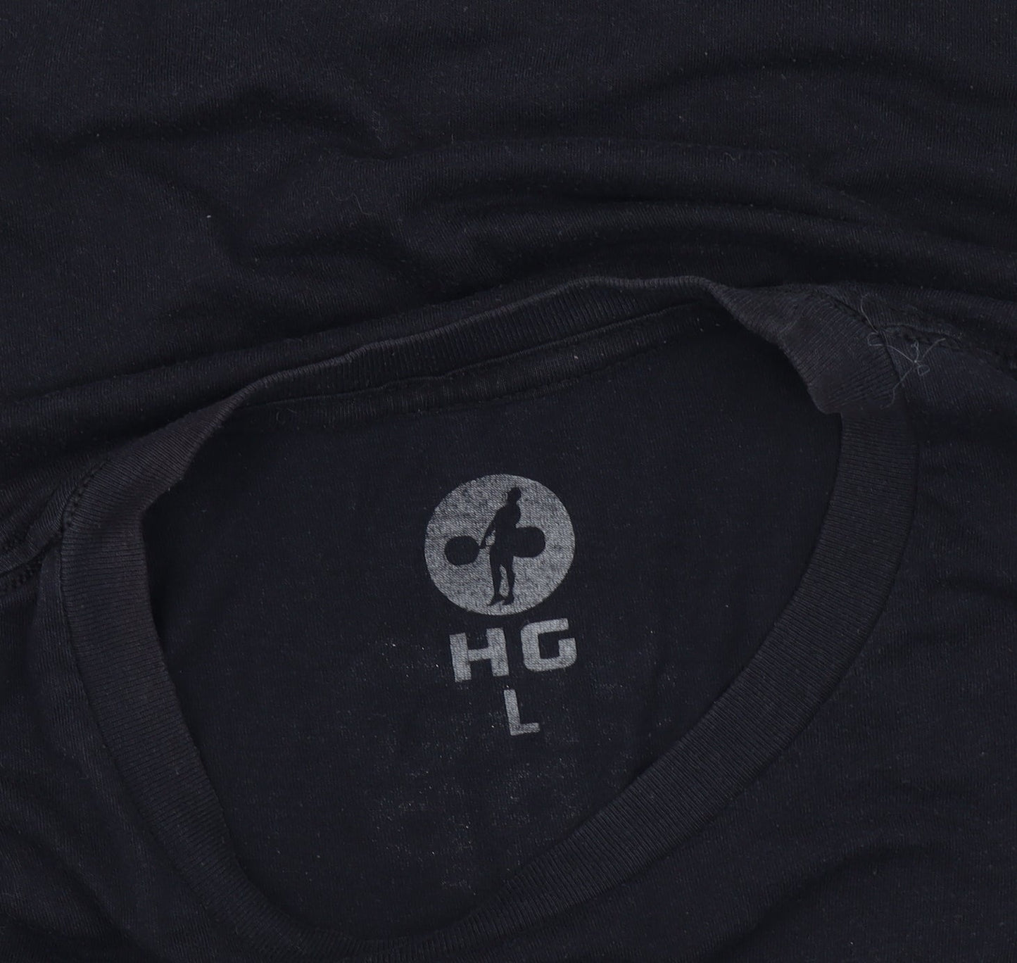 HG Men's Black Sports Graphic T-Shirt, Size L, Cotton Crew Neck