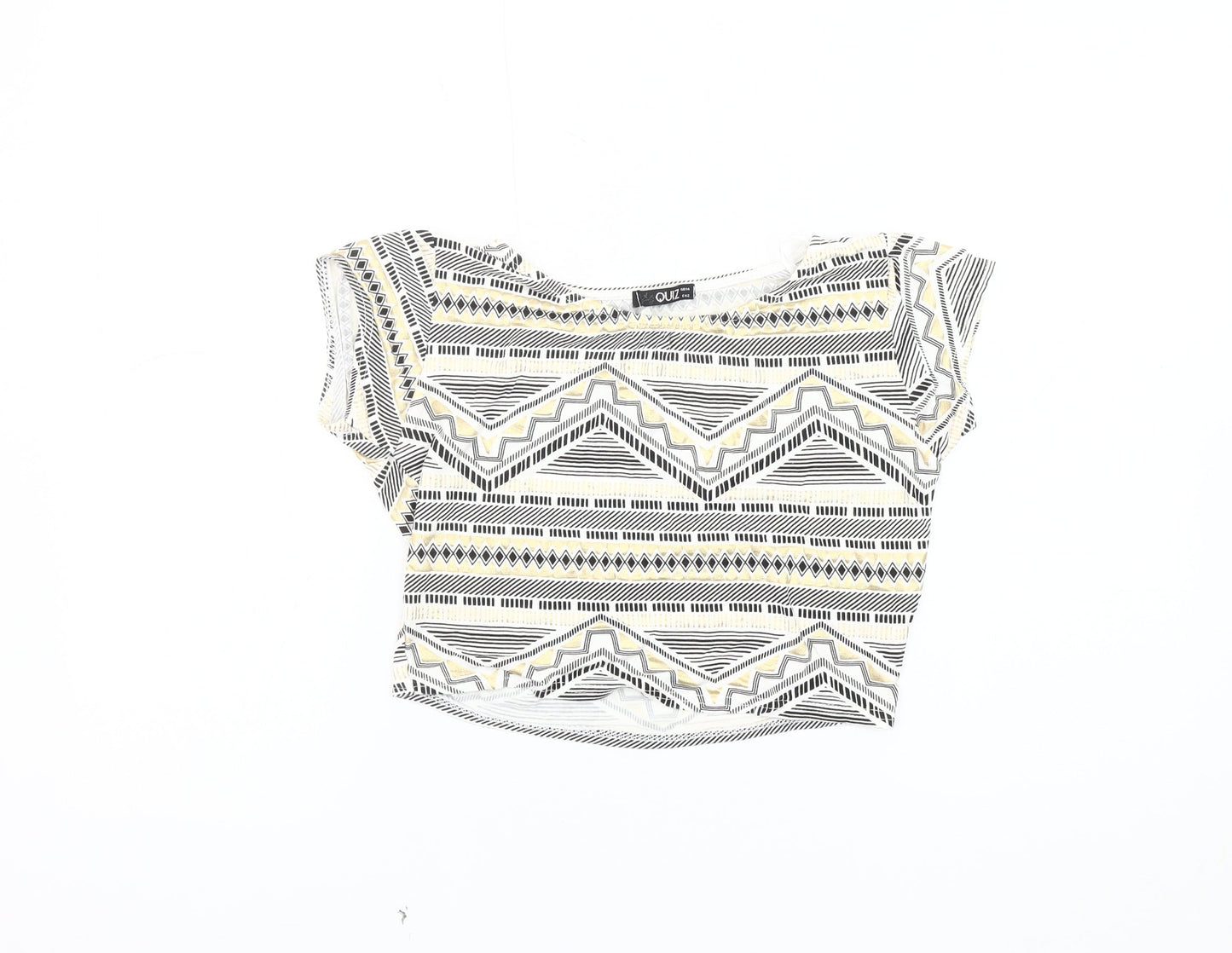 Quiz Women's Multicoloured Cropped Geometric Top