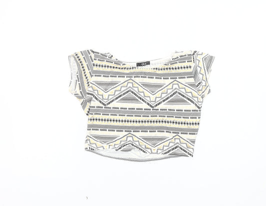 Quiz Women's Multicoloured Cropped Geometric Top