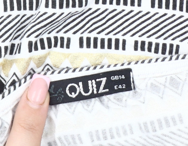 Quiz Women's Multicoloured Cropped Geometric Top