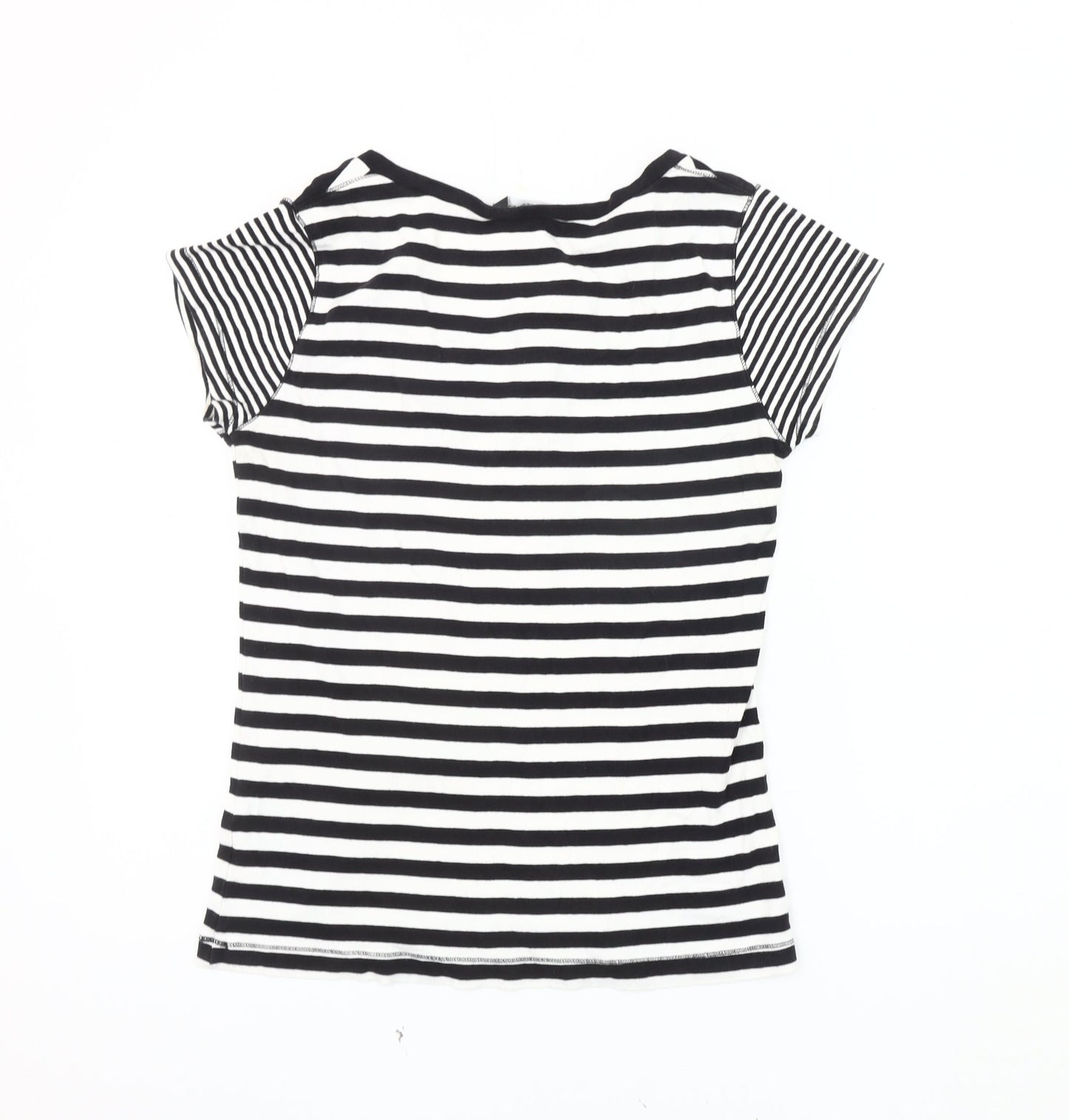 New Look Women's Black Striped V-Neck T-Shirt Size 18