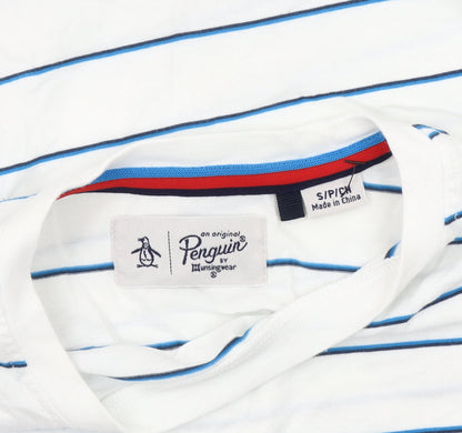Original Penguin Men's White Striped T-Shirt, Size S