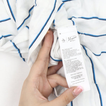 Original Penguin Men's White Striped T-Shirt, Size S