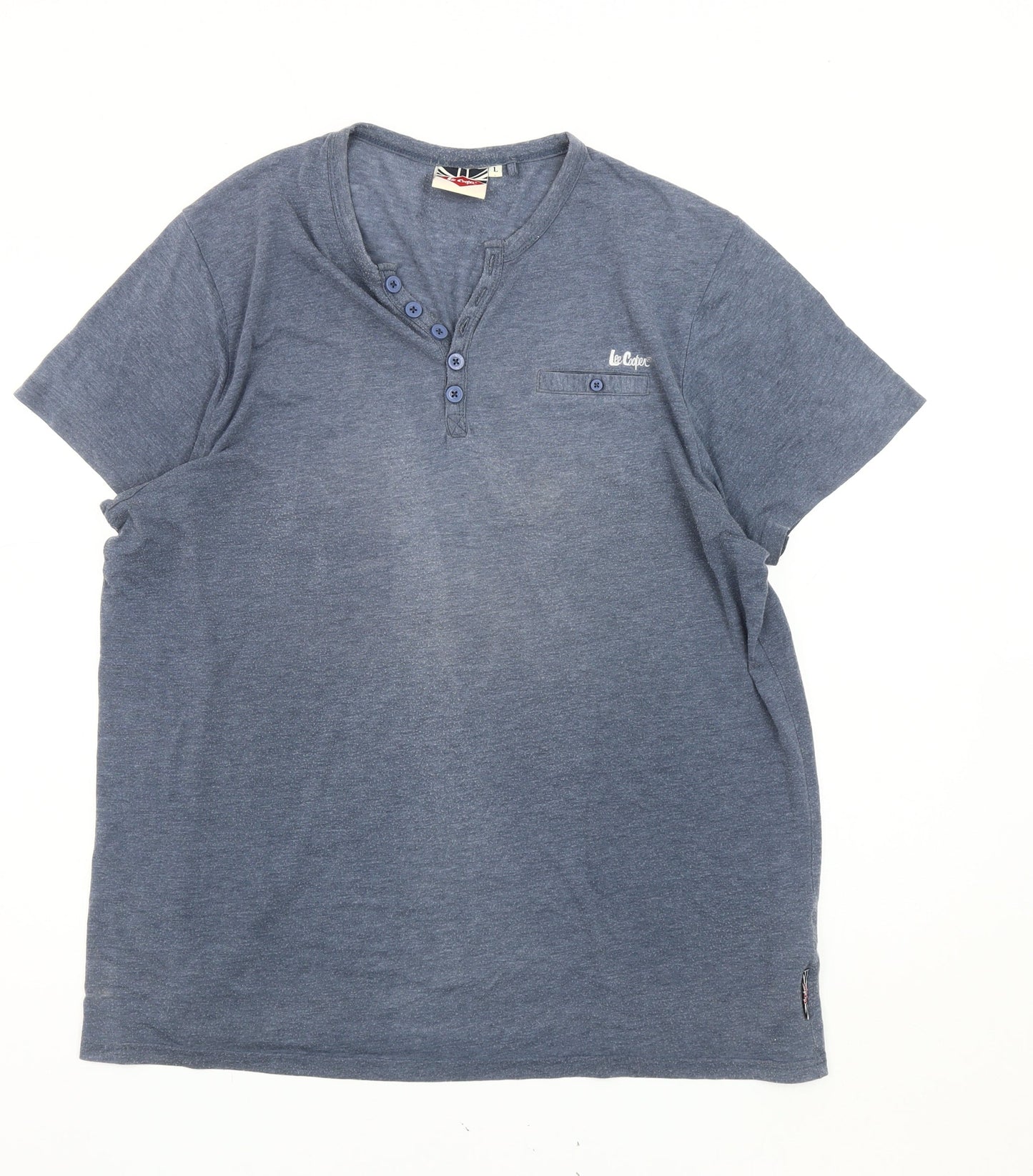 Lee Cooper Men's Blue Henley T-Shirt Size L