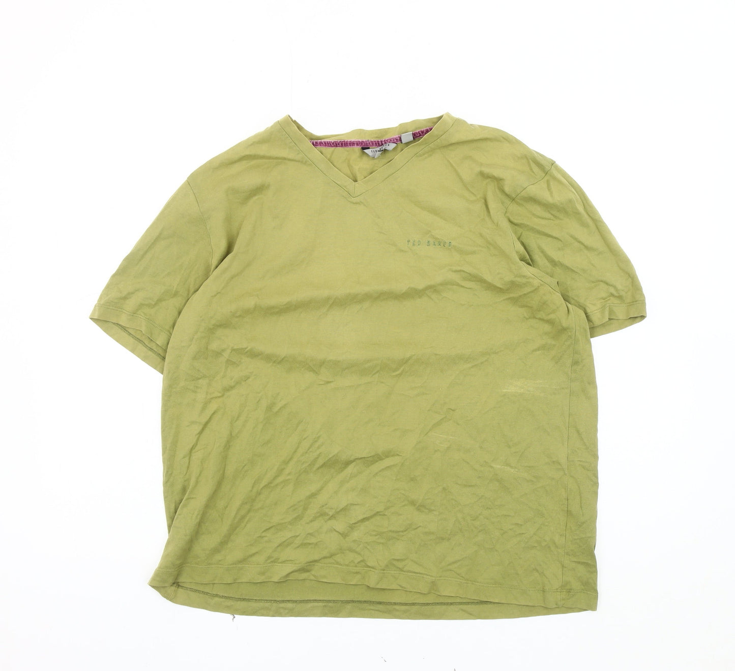 Ted Baker Men's Green V-Neck T-Shirt Size 5