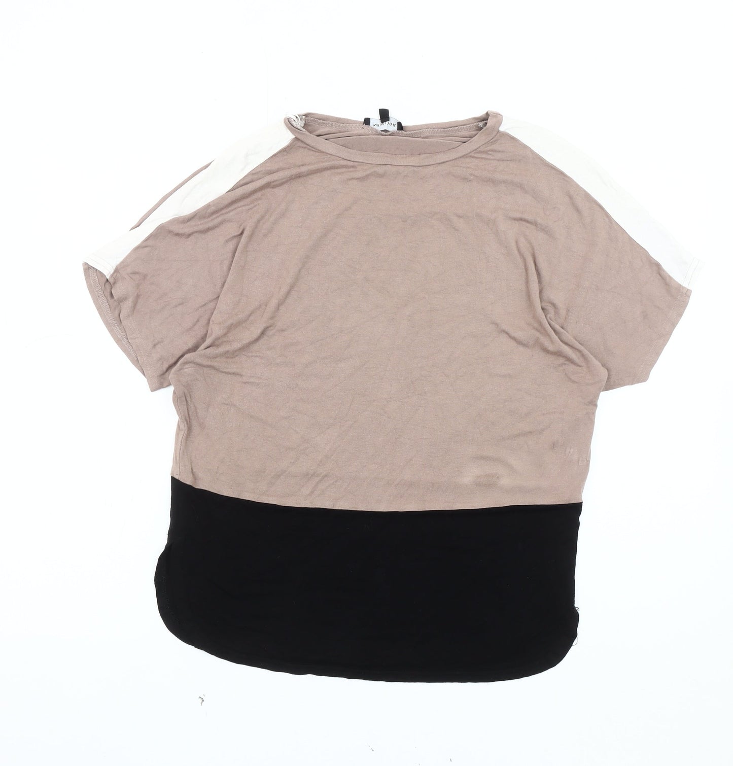 New Look Women's Colourblock Raglan Top, Beige/Black, Size 6