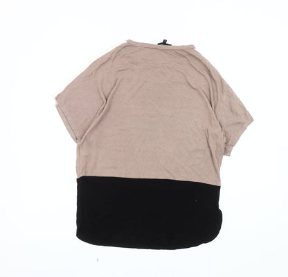 New Look Women's Colourblock Raglan Top, Beige/Black, Size 6
