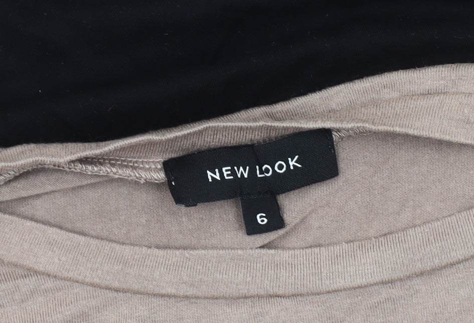 New Look Women's Colourblock Raglan Top, Beige/Black, Size 6