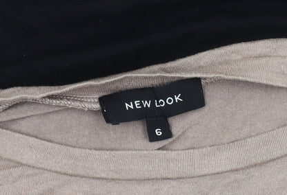 New Look Women's Colourblock Raglan Top, Beige/Black, Size 6