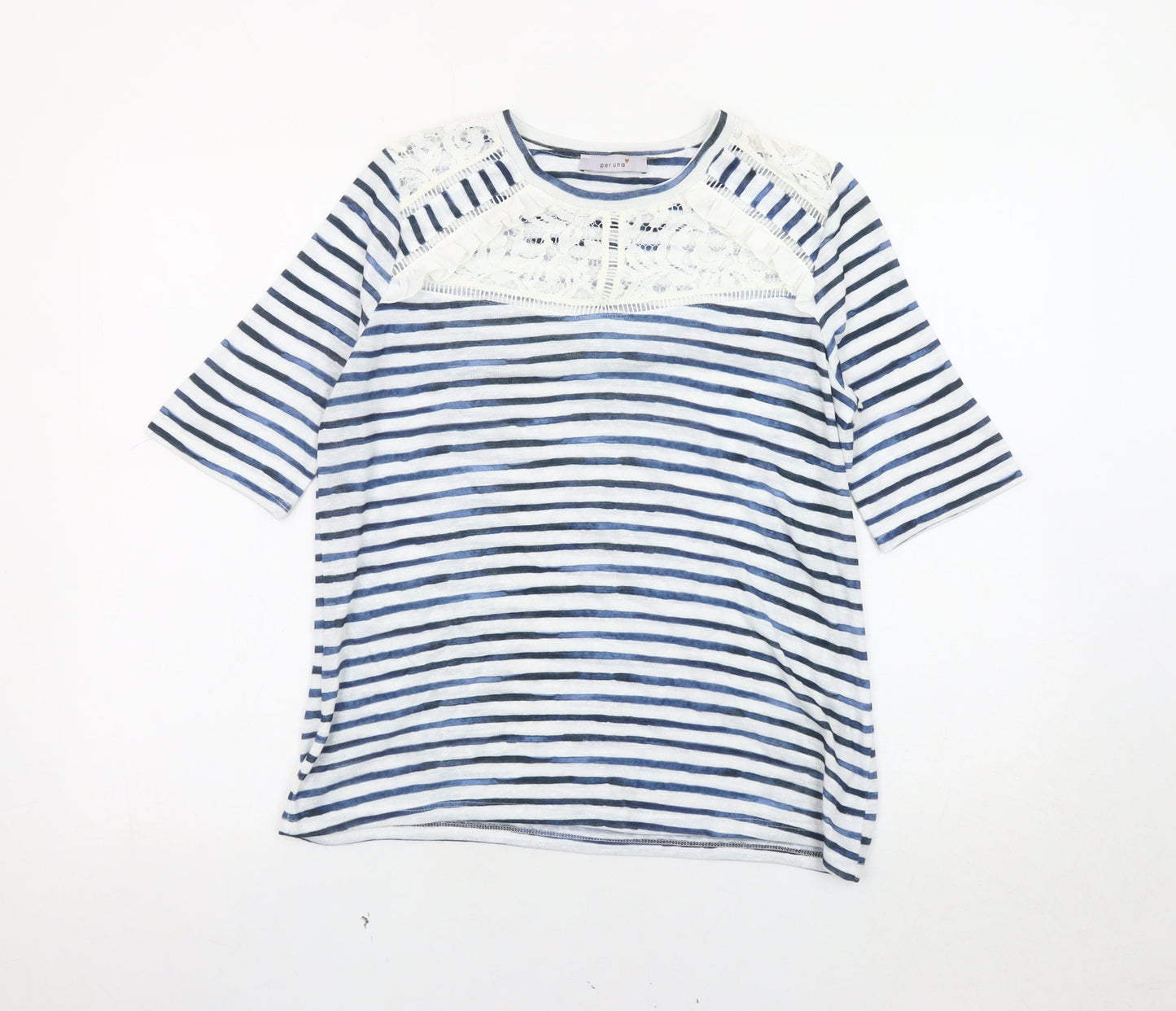 Womens UK Size 12 Marks and Spencer Blue Jersey T-Shirt